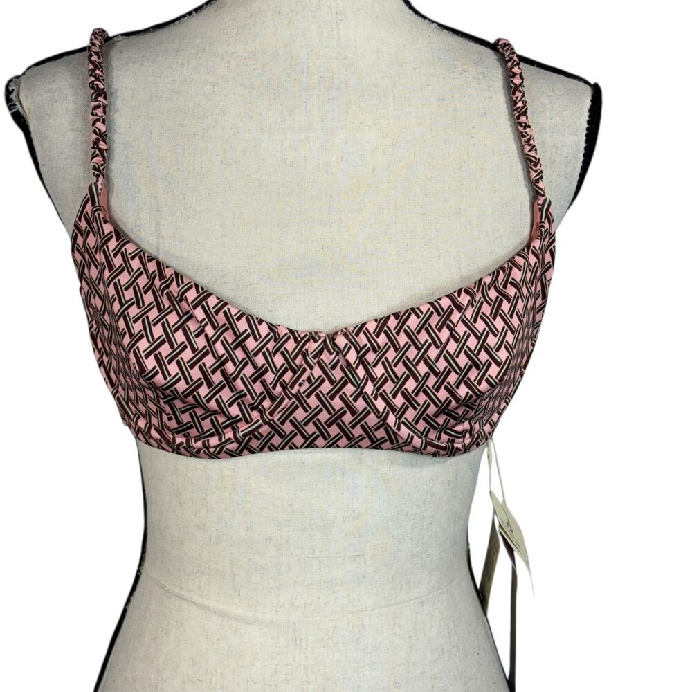 Gottex SZ 12 Luma Retro Bikini Swim Top Underwire Adjustable Lined Geometric New